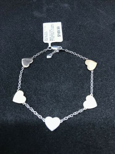 Sterling Silver Tri-tone Heart Bracelet