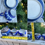 Vintage Signed Epns Wedgewood Blue White 3 Piece Tea Pot Cup Set Made in England