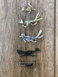 Vintage Roadrunner Bird Gold + Silver Tone Road Runner Brooch Pin Set of 5 Birds