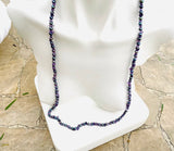 Artisan Amethyst Stone Abalone Faux Pearl Metallic Bead Layered Long Necklace
