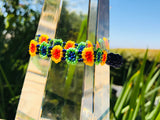 Dainty Artisan Hand Beaded Multi Color Floral Flower Bead Bracelet