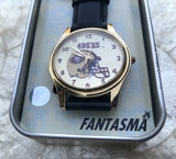 Vintage Fantasma NFL 1996 Deluxe Quartz 49ers Gold Tone Watch w Original Tin Box