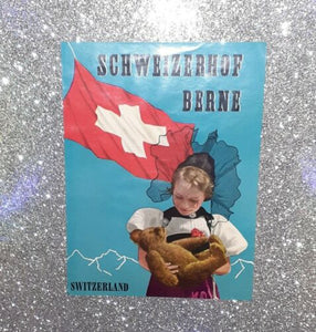 Vintage Schweizerhof Berne Hotel luggage Sticker label Switzerland