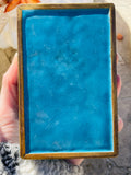 Vintage Blue Cloisonne Enamel Brass Multi Color Floral Vase Trinket Box