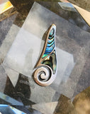 Vintage Sterling Silver 925 Abalone Shell Inlaid Swirl Pendant