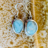 Vintage Sterling Silver 925 Larimar Blue Calcite Dangle Drop Earrings 7g