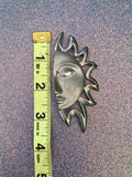 Vintage Sun Face Moon Celestial Silver Tone Brooch Pin Large