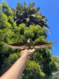 Antique Gold Tone Brass Metal Eagle Bird Wings Decorative Hanging Wall Art