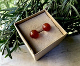 Vintage 14k Yellow Gold Round Amber Colored Ball Post Earrings