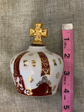 Crown Sempe Limoges France Gold Tone Red Porcelain Cross Decanter Bottle
