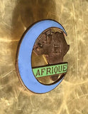 Antique Vintage Copper Blue + Green Enamel Afrique Africa Pin