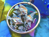 Vintage Designer Kabana Sterling Silver 925 Tropical Fish Coral Reef Pendant