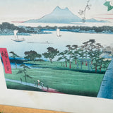 Vintage Mountain Japanese Flower Blossom Painting Wood Block Print Framed Art