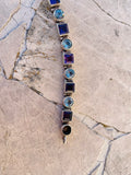 Acleoni Designer Sterling Silver 925 Blue Topaz & Amethyst Stone Bracelet 24.5g