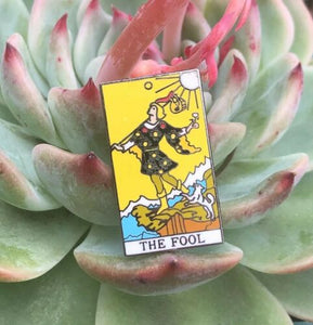 The Fool Yellow Enamel Silver Tone Mojo Tarot Card 888 My-Tarot Collectible Pin