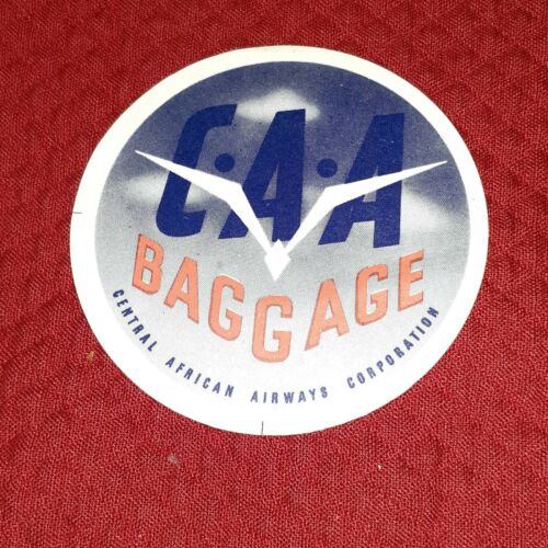Vintage C•A•A Baggage Central African Airways Corporation Luggage Label Tag