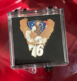 Authentic Spirit of 76 Red White Blue Gold Tone Patriotic Pin Badge