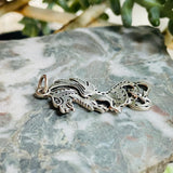 Vintage Sterling Silver 925 Mystical Dragon Ornate Artisan Charm Pendant 3.2g
