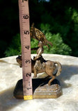 Antique Feldzug 1914 A.F signed Bronze French Soldier on Horse Statue