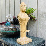 Vintage Artisan Handmade Asian Wood Craved Woman Art Figure Statue