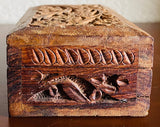 Antique Vintage Carved Floral Ornate Wooden Keepsake Trinket Box