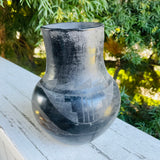Antique Primitive Handmade Black Ceramic Pottery Decorative Vessel Vase
