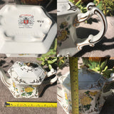 Vintage Ellgreave Wood & Sons England Tea Yellow Flower Floral Ironstone Teapot