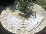 Vintage Ladies White Ivory Gloves Seed Pearl Trim Hand Stitched