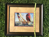 Sailboat Racing the Wind Michael O'toole print Double matte Glass Framed Boat