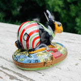 Limoges France Signed Peint Main Hand Painted Bunny Rabbit Vintage Trinket Box