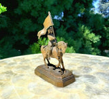 Antique Feldzug 1914 A.F signed Bronze French Soldier on Horse Statue