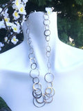 Vintage Signed Sterling Silver 925 Abstract Circular Geometric Circles Necklace