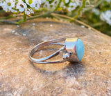 Vintage Signed Sterling Silver 925 Baby Blue Turquoise Stone Ring 2.58g Size 7