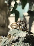 Antique Estate 14k Yellow Gold Diamond Swirl Design Ring Size 5.5