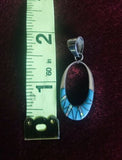 Vintage Reversible Signed MY Sterling Silver Opal + Turquoise Mosiac Pendant