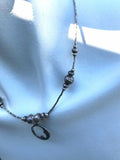 Vintage Sterling Silver 925 Moon Celestial Star Bead Choker Necklace