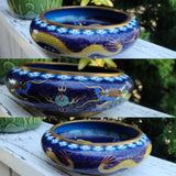 Exquisite Large Antique Chinese Cloisonné Enamel Dragon Bowl