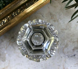 Vintage Antique Rare Cut Crystal Hinged Inkwell Inkpot