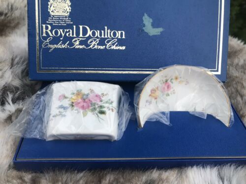 Royal Doulton English Fine Bone China Canape Stick Holder + Tray Arcadia Org Box