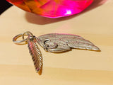 Vintage 925 Sterling Silver Feather wing Dangle Pendant Feathers Charms 5.23g