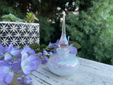 Vintage Iridescent Colorful Art Glass Decorative Perfume Bottle w Stopper