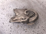 Vintage Sterling Silver 925 Statement Ram Head Brooch Pin