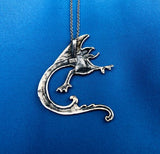 Vintage Fierce Flying Dragon All Sterling Silver Silver 925 Pendant + Necklace