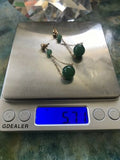 14K Yellow Gold Jade Pierced Dangling Earrings