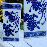 Antique Qing Dynasty Signed Chinese Blue & White Porcelain Pillow Brick Vase Set