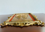 Vintage Italian Red Gold Ship SailBoat Nautical High Relief 3D Wall Art Decor