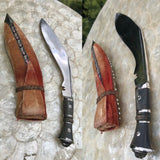 Vintage Gurkha Handmade Khukuri Kukri Knife Blade Wood Handle Beaded Scabbard