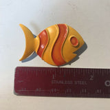 Vintage Signed JJ Retro Orange Fish Pin Brooch