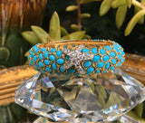 Authentic Kenneth J Lane Gold Tone Blue Stone Rhinestone Starfish Cuff Bracelet