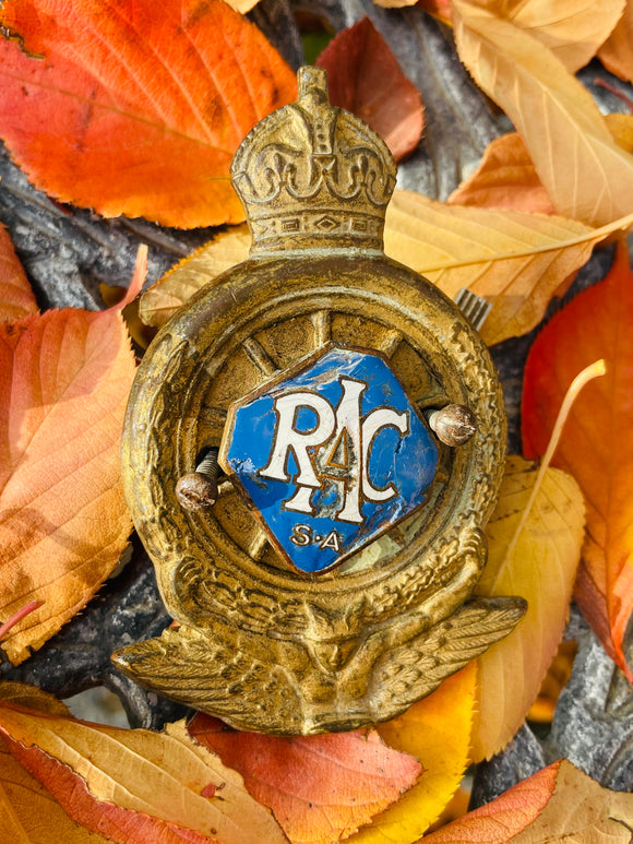 Vintage RAC Royal Automobile Club SA Mint 1760 Blue & White Enamel Car Badge